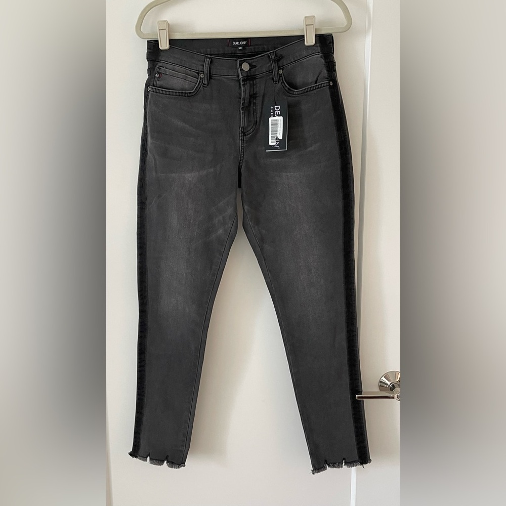 NWT Dear John Giselle Side Stripe Skinny Jeans, Gray, Size 30